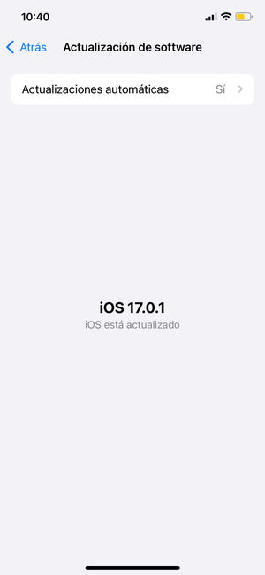 Si su iPhone está actualizado, verá la siguiente pantalla.