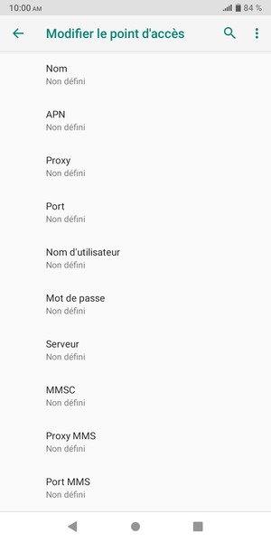 Saisissez les informations Internet