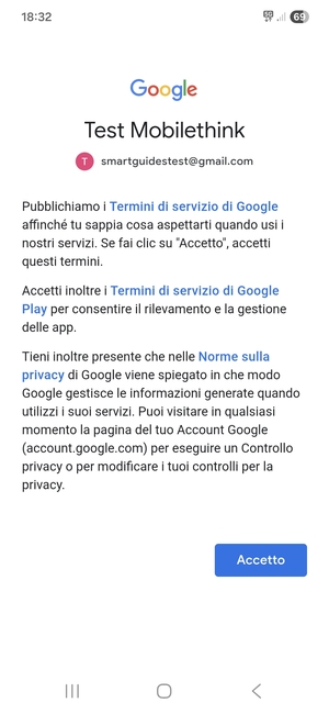 Seleziona Accetto