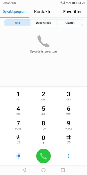 Tryk og hold 1-tallet nede
