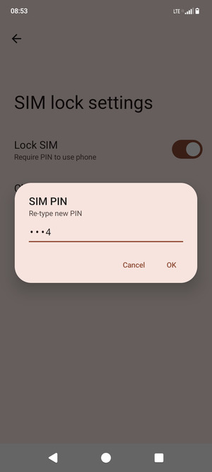 Confirm your new SIM PIN and select OK