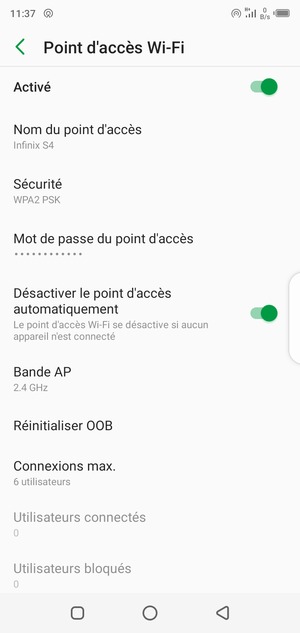 Votre téléphone est maintenant configuré pour être utilisé comme modem
