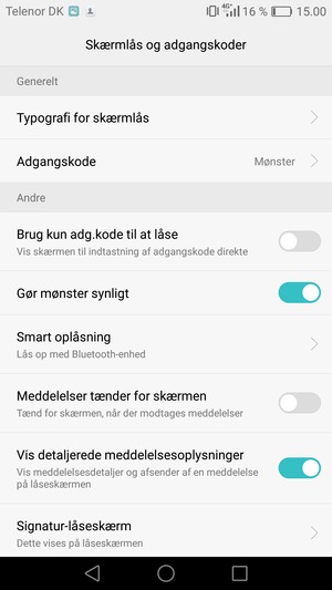 Din telefon er nu sikret med en skærmlås