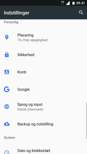 Scroll til og vælg Placering