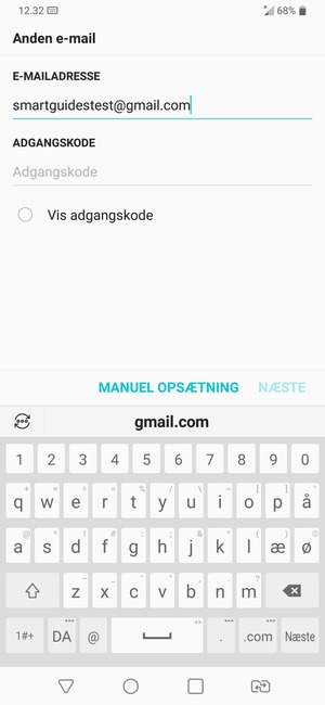 Indtast din Gmail adresse og vælg Næste