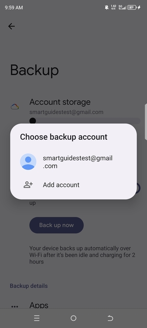 Select your backup account