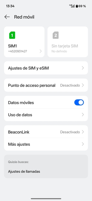 Seleccione SIM1 o SIM2