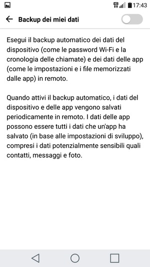 Attiva Backup dei miei dati