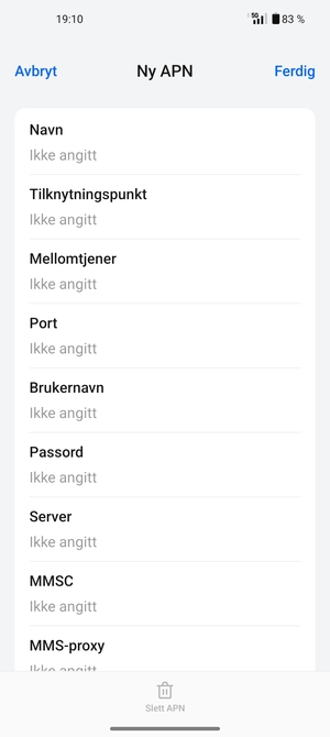 Skriv inn internett-informasjon