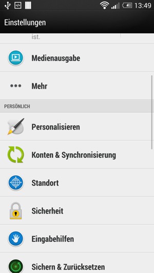 Wählen Sie Konten & Synchronisierung