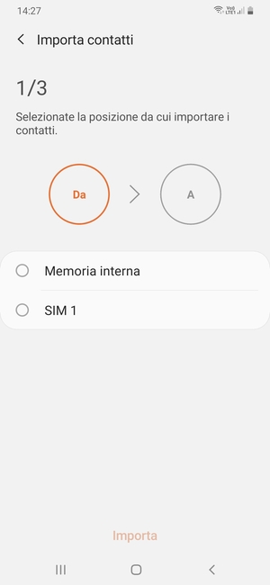 Seleziona SIM 1 o SIM 2
