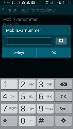 Skriv inn Mobilsvarnummer og velg OK