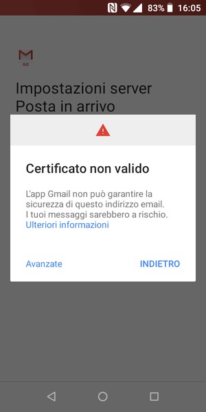 Seleziona INDIETRO