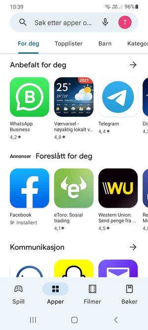 Velg søkefelt