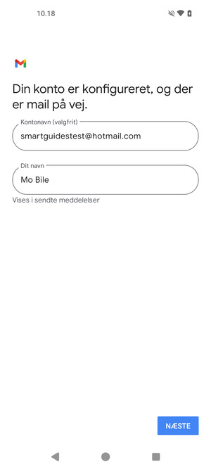 Giv din konto et navn og indtast dit navn. Vælg NÆSTE