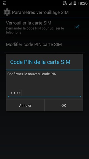 Veuillez confirmer votre nouveau code PIN et sélectionner OK