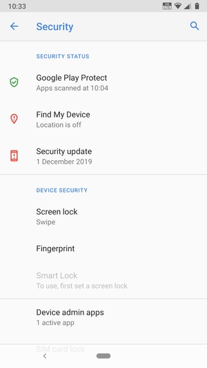 To activate your screen lock, select Screen lock