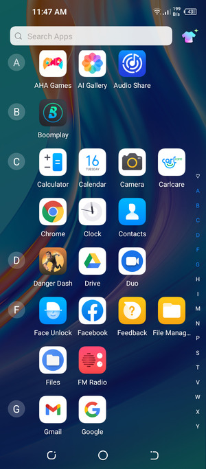 Scroll to and select Contacts
