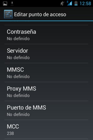 Desplácese hacia abajo e introduzca la información MMS