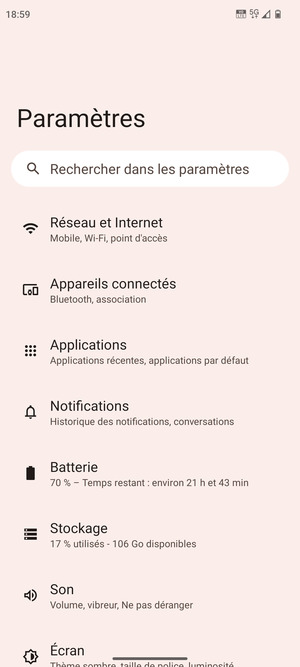Sélectionnez Réseau et Internet