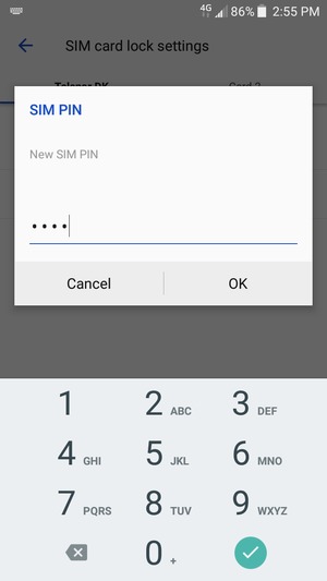 Enter your New SIM PIN and select OK
