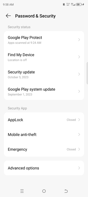 To change the PIN for the SIM card, go to the Password & Security menu and select Advanced options