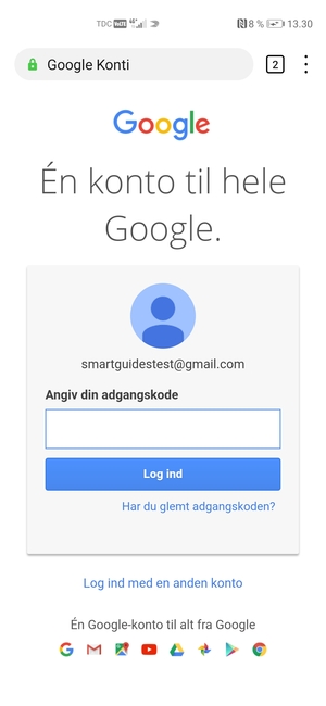 Indtast din Gmail adgangskode og vælg Log ind