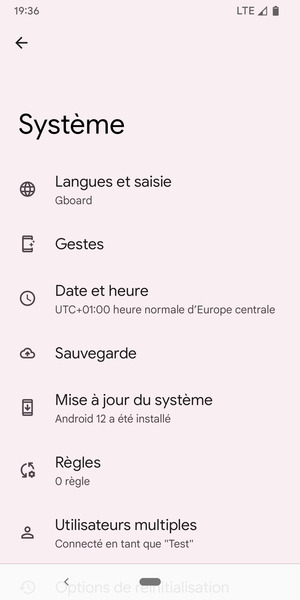Sélectionnez Mise à jour du  système