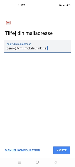 Indtast din e-mailadresse og vælg NÆSTE