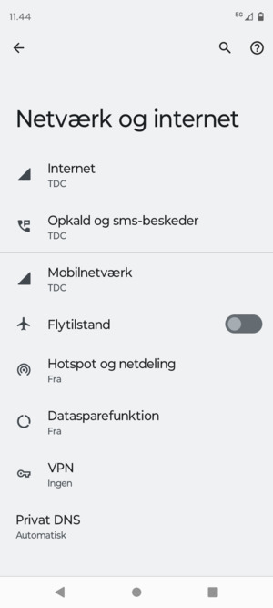 Vælg Internet