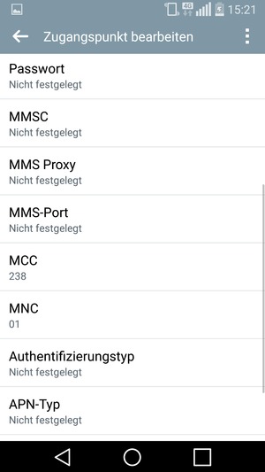 Scrollen Sie nach unten und geben Sie Ihre Internetinformationen ein