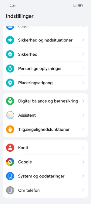 Scroll til og vælg System og opdateringer