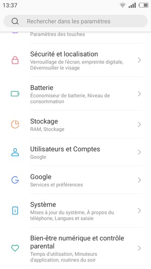 Faites défiler et sélectionnez Sécurité et localisation