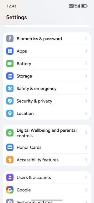 Scroll to and select Security & privacy