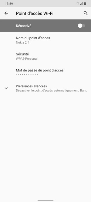 Activer le Point d'accès Wi-Fi
