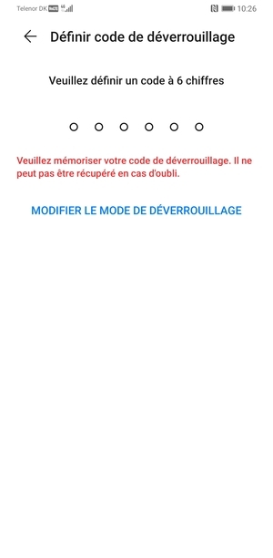 Sélectionnez MODIFIER LE MODE DE DÉVERROUILLAGE