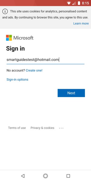 Enter your Email address and select Next