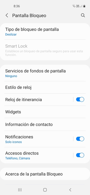 Seleccione Tipo de bloqueo de pantalla