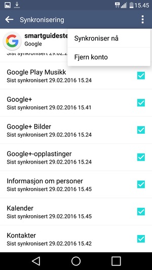 Velg Synkroniser nå