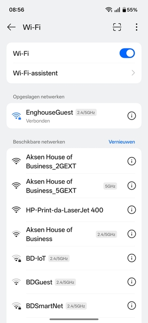 U bent nu verbonden met het WiFi-netwerk