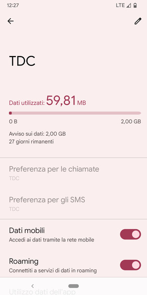 Attiva o disattiva Roaming