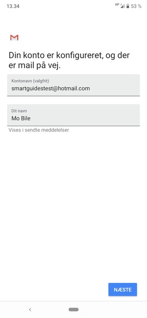 Giv din konto et navn og indtast dit navn. Vælg NÆSTE