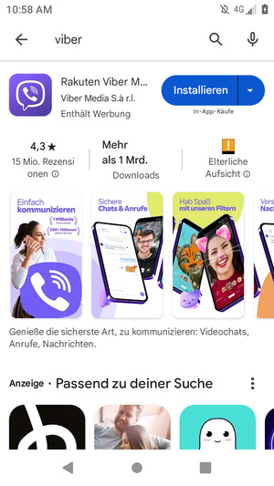Wählen Sie die App