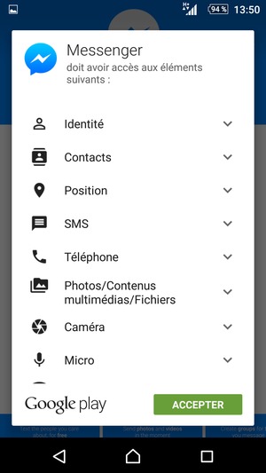 Sélectionnez ACCEPTER
