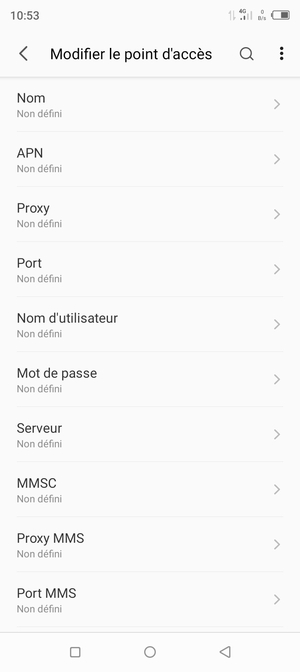 Saisissez les informations Internet