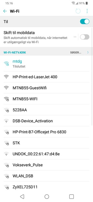 Du er nu tilsluttet Wi-Fi netværket
