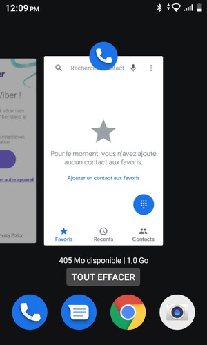 Sélectionnez TOUT EFFACER pour fermer toutes les applications en cours d'exécution