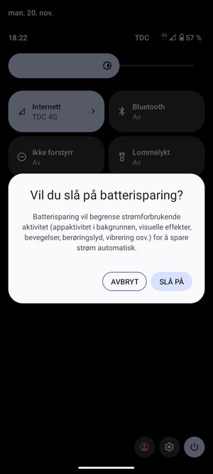 Velg SLÅ PÅ