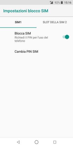 Seleziona SIM1 e Cambia PIN SIM