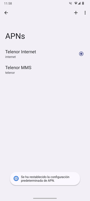 Seleccione Nuevo APN